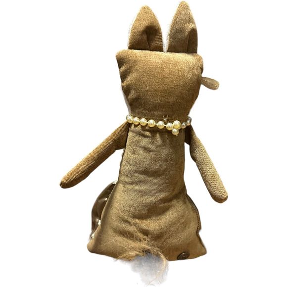 Woof & Poof Christmas Fox Gold Rose Dress Pearls Shelf Sitting Doll 2012 Rare - Picture 8 of 16